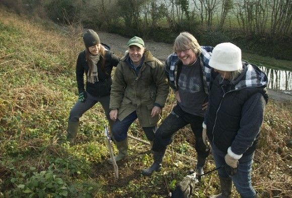 Tree Planting Volunteers Left to right: Emma Cox, Dennis Vanstone (Trustee), Tim Prince and Sue Prince